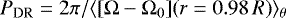 $P_{\textrm{DR}}=2\pi/\langle{[\mathrm{\Omega}-\mathrm{\Omega}_0](r=0.98\,R)}\rangle_{\theta}$