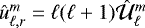 $\hat{u}_{\ell, r}^{m}=\ell(\ell&#x002B;1)\hat{\cal U}_{\ell}^m$