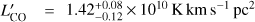 $ L_\text{CO}^'=1.42_{-0.12}^{+0.08}\times10^{10}\text{K km}\text{?}\text{s}^{-1}\text{pc}^2 $