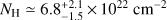 $ N_\text{H}\simeq6.8_{-1.5}^{+2.1}\times10^{22}\text{cm}^{-2} $