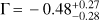 $ \mathrm\Gamma=-0.48_{-0.27}^{+0.27} $