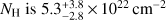 $ 5.3_{-2.8}^{+3.8}\times10^{22}\text{cm}^{-2} $