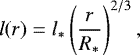 \begin{equation*}l(r) = l_* \left(\frac{r}{R_*}\right)^{2/3}, \end{equation*}