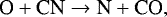 \begin{equation*} { \textrm{O} &#x002B; \textrm{CN} \rightarrow {\textrm{N}} &#x002B; \textrm{CO}}, \end{equation*}