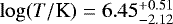 $\log(T/\text{K})=6.45^{&#x002B;0.51}_{-2.12}$