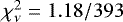 $\chi^2_{\nu}=1.18/393$