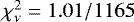 $\chi^2_{\nu}=1.01/1165$