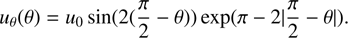 $$ u_\theta{(\theta)}=u_0\;\sin{(2{(\frac\pi2-\theta)})}\exp{(\pi-2{\vert\frac\pi2-\theta\vert})}. $$