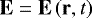 $\mathbf{E} = \mathbf{E}\left(\mathbf{r},t\right)$