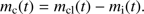 $ \begin{aligned} m_\mathrm{c}(t) = m_\mathrm{{cl}}(t)-m_\mathrm{i}(t). \end{aligned} $