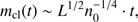 $ \begin{aligned} m_\mathrm{{cl}}(t) \sim L^{1/2} n_0^{-1/4} \cdot t , \end{aligned} $