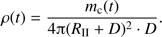 $ \begin{aligned} \rho (t) = \frac{m_\mathrm{{c}}(t)}{4{\uppi }(R_\mathrm{II} + D)^2 \cdot D}. \end{aligned} $