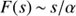 $ F(s)\,{\sim }\, s/\alpha $