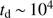 $ t_\mathrm{d} \,{\sim }\, 10^4 $