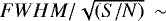 $FWHM/\sqrt{(S/N)}\,\sim\,$