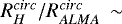 $R_{H}^{circ}/R_{ALMA}^{circ}\,\sim\,$