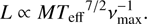 $$ L\propto MT_\mathrm{eff}^{7/2}v_\max^{-1}. $$