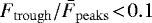 $F_{\mathrm{trough}}/\bar{F}_{\mathrm{peaks}}\!<\!0.1$