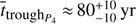 $ {\overline t}_{{\text{trough}}_{P_4}}\approx80_{-10}^{+10}\text{yr} $