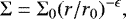 \begin{equation*} {\rm{\Sigma}} = {\rm{\Sigma}}_0 (r/r_0)^{-\epsilon},\end{equation*}