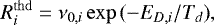 \begin{equation*} R_i^{\rm{thd}} = \nu_{0,i} \exp{(-E_{D,i}/T_d)},\end{equation*}