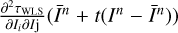 $ \frac{\partial ^2\tau _\mathrm{WLS}}{\partial I_i \partial I\mathrm{j}} (\bar{I}^n+t(I^n-\bar{I}^n)) $