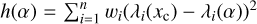 $ h(\alpha )=\sum _{i=1}^nw_i(\lambda _i(x_\mathrm{c})-\lambda _i(\alpha ))^2 $