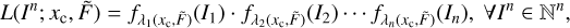 $ \begin{aligned} L({I^n; x_\mathrm{c},\tilde{F}}) = f_{\lambda _1(x_\mathrm{c},\tilde{F})}(I_1) \cdot f_{\lambda _2(x_\mathrm{c},\tilde{F})}(I_2) \cdots f_{\lambda _n(x_\mathrm{c},\tilde{F})}(I_n), \ \forall I^n \in \mathbb N ^n, \end{aligned} $
