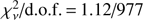 $ \chi_\nu^2/\text{d.o.f.}=1.12/977 $