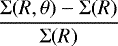$\dfrac{\mathrm{\Sigma}(R, \theta)- \mathrm{\Sigma}(R)}{\mathrm{\Sigma}(R)}$