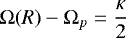 $\mathrm{\Omega}(R)-\mathrm{\Omega}_p=\dfrac{\kappa}{2}$
