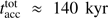 $ t_\text{acc}^\text{tot}\approx140\;\text{kyr} $