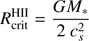 $$ R_\text{crit}^\text{HII}=\frac{GM_\ast}{2\;c_s^2} $$
