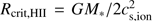 $ R_\text{crit,HII}=GM_\ast/2c_{\mathrm s,\text{ion}}^2 $