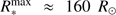 $ R_\ast^\text{max}\approx160\;R_\odot $