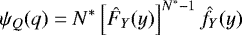 \begin{equation*}\psi_Q(q) = N^* \left[ \hat{F}_Y(y) \right]^{N^*-1} \hat{f}_Y(y) \end{equation*}