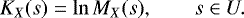 \begin{equation*} K_X(s) = \ln{ M_X(s)}, \qquad s \in U. \end{equation*}