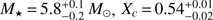$ M_\star=5.8_{-0.2}^{+0.1}M_\odot,X_c=0.54_{-0.02}^{+0.01} $