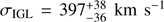 $ \sigma_\text{IGL}=397_{-36}^{+38}\text{km s}^{-1} $