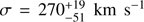 $ \sigma=270_{-51}^{+19}\text{km s}^{-1} $