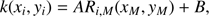 $$ k{(x_i,y_i)}=AR_{i,M}{(x_M,y_M)+B,} $$