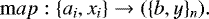\begin{equation*} {\mathrm map}: \{a_i, x_i\}\rightarrow(\{b,y\}_n). \end{equation*}
