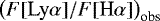$\left(F[\text{Ly}\alpha]/F[\text{H}\alpha]\right)_{\text{obs}}$