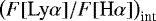 $\left(F[\text{Ly}\alpha]/F[\text{H}\alpha]\right)_{\text{int}}$