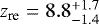 $z_{\text{re}} = 8.8^{&#x002B;1.7}_{-1.4}$