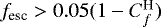 $f_{\text{esc}} > 0.05 (1-C_f^{\text{H}})$