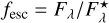 $f_{\textrm{esc}}=F_{\lambda}/F^{\star}_{\lambda}$