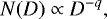 \begin{equation*} N(D) \propto D^{-q},\end{equation*}