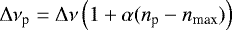 ${\mathrm \Delta}\nu_{\textrm{p}} = {\mathrm \Delta}\nu \left( 1 &#x002B; \alpha ({n_{\textrm{p}}} - n_{\textrm{max}}) \right)$
