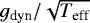 $g_{\mathrm dyn}/\sqrt{T_{\mathrm eff}}$